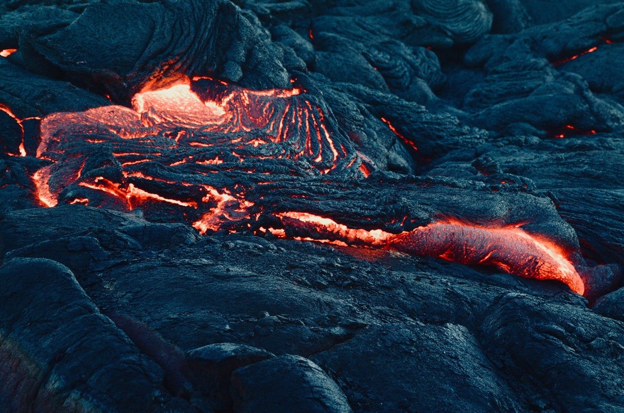 Lava flowing