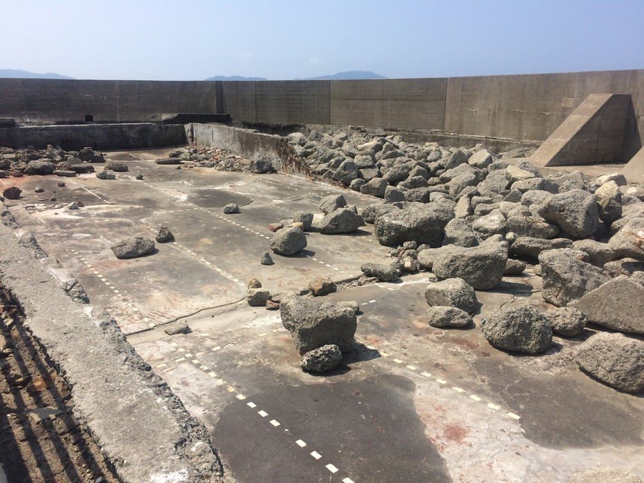 They explained that the island was hit by many typhoons so that they are building some reinforcement to protect from high waves so that people can learn this sad part of Japanese history during the war.
