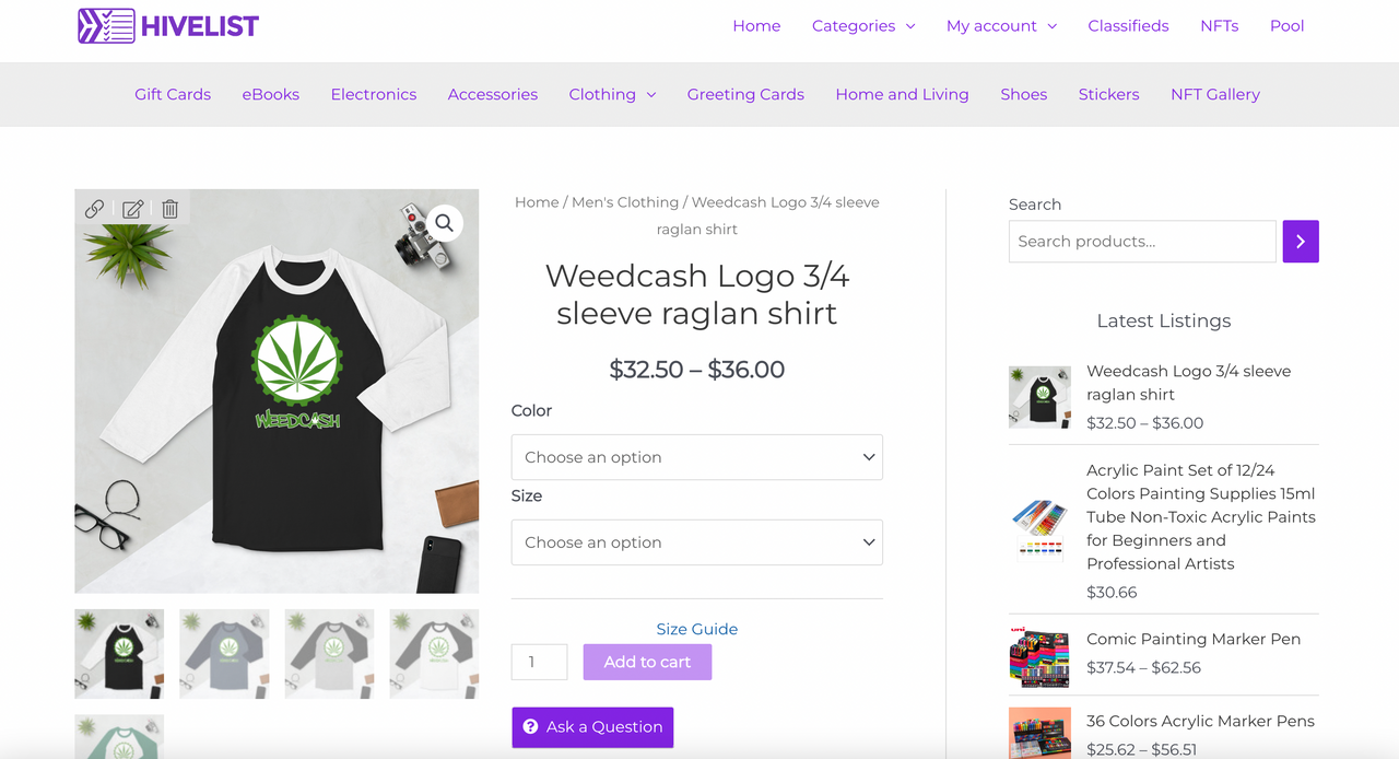 New Weedcash 3/4 Length Shirt on The Hivelist Store