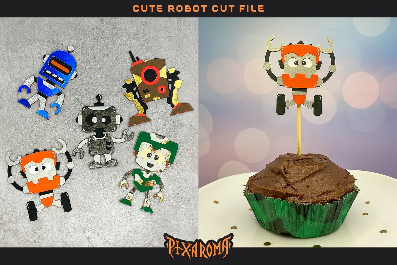 Cute Robots - 3D Layered Laser Cut Files Preview 14.jpg