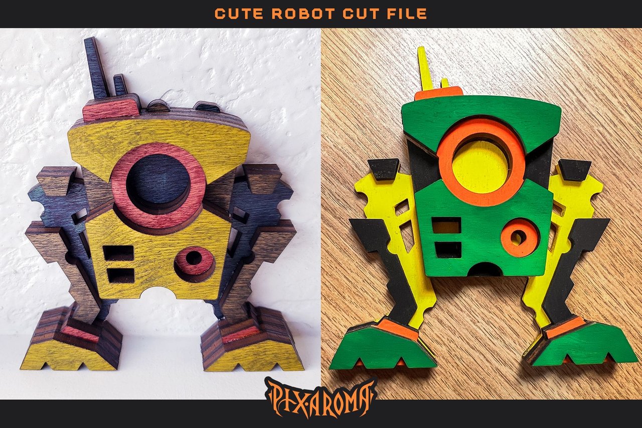 Cute Robots - 3D Layered Laser Cut Files Preview 17.jpg
