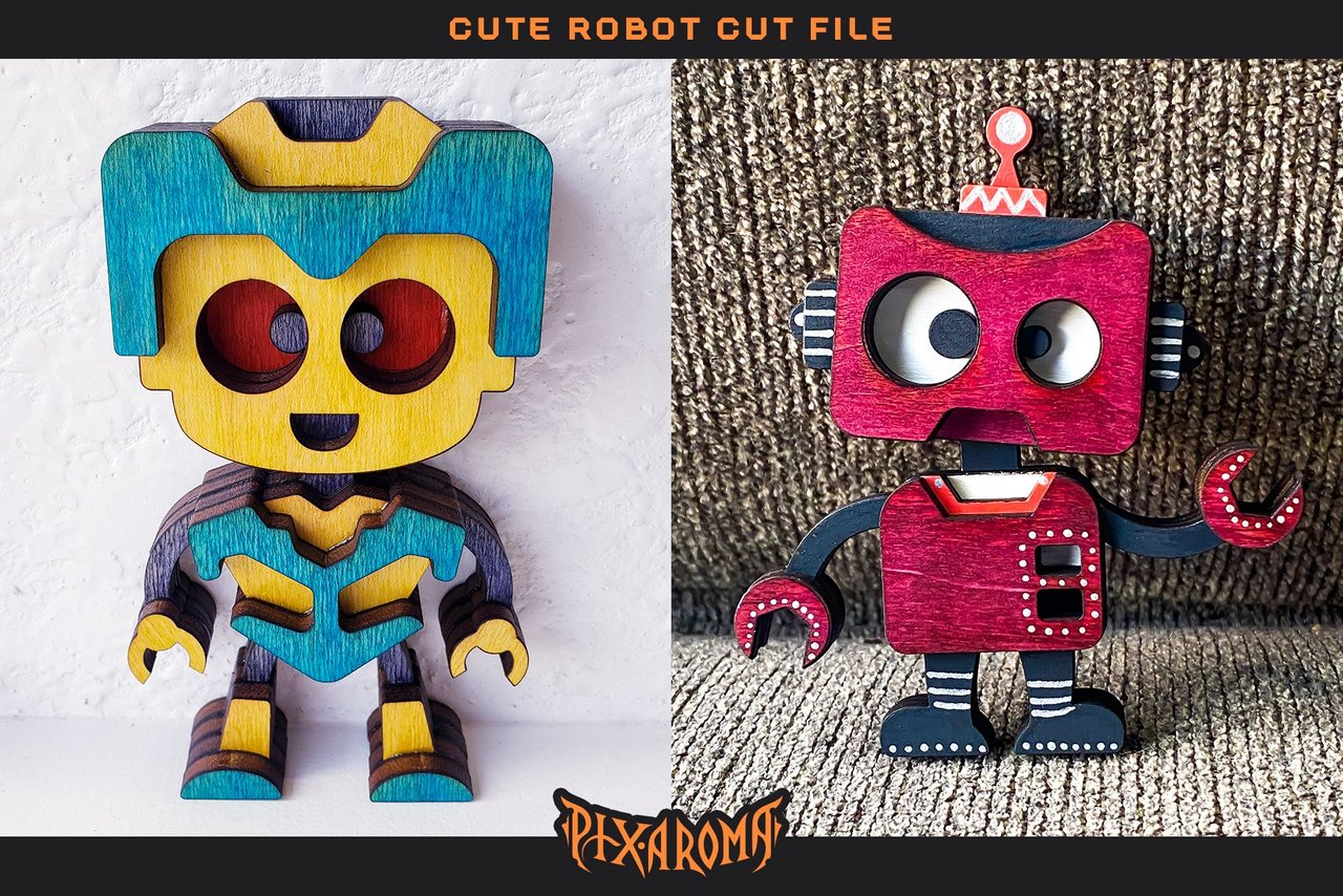 Cute Robots - 3D Layered Laser Cut Files Preview 10.jpg