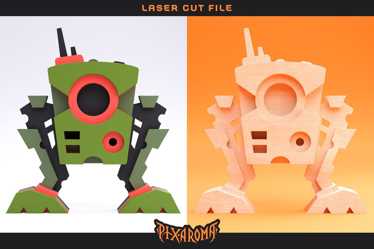Cute Robots - 3D Layered Laser Cut Files Preview 8.jpg