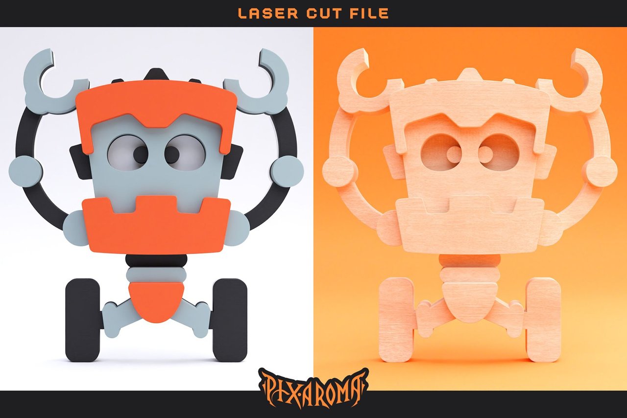 Cute Robots - 3D Layered Laser Cut Files Preview 7.jpg