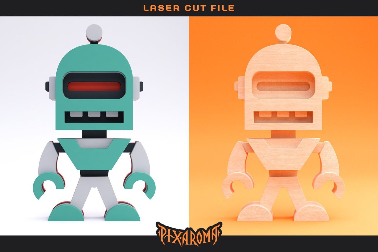Cute Robots - 3D Layered Laser Cut Files Preview 6.jpg