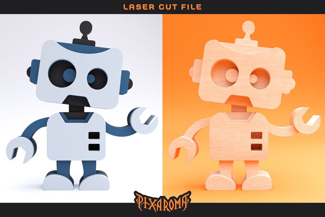 Cute Robots - 3D Layered Laser Cut Files Preview 4.jpg