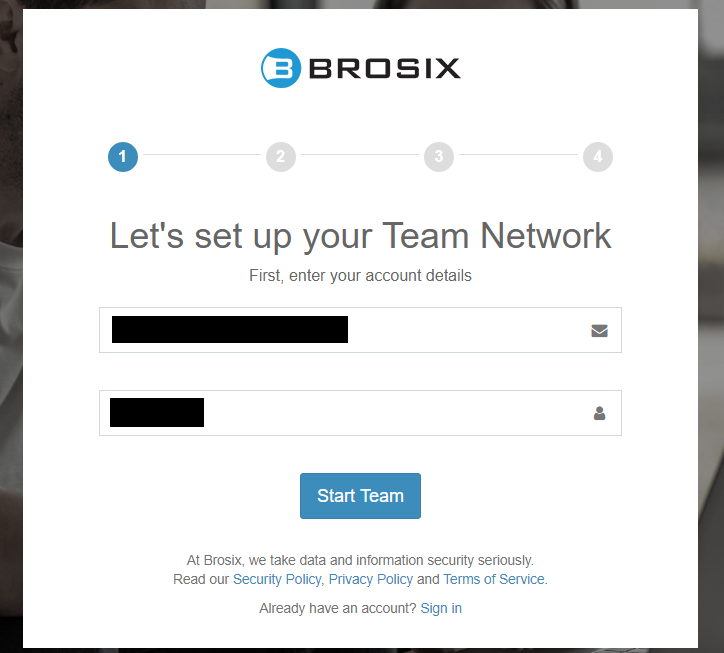 Brosix app sign up