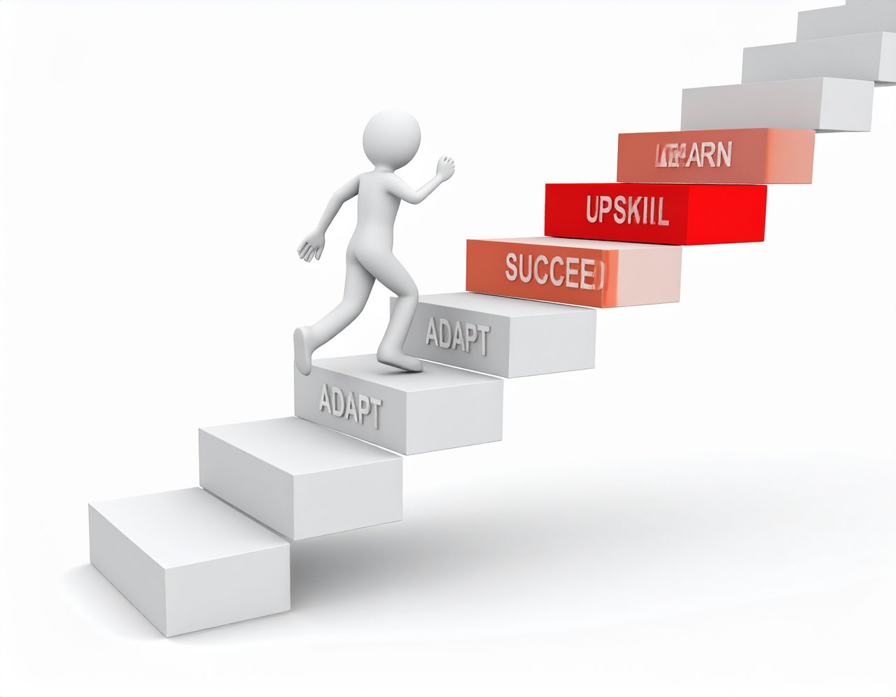 Firefly_A person climbing stairs labeled with “Learn,” “Upskill,” “Adapt,” and “Succeed.” 605334.jpg