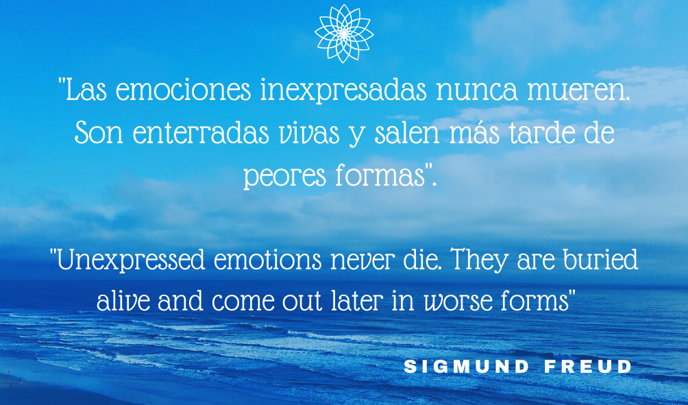 Las emociones inexpresadas nunca mueren. Son enterradas vivas y salen más tarde de peores formas. Sigmund Freud.png