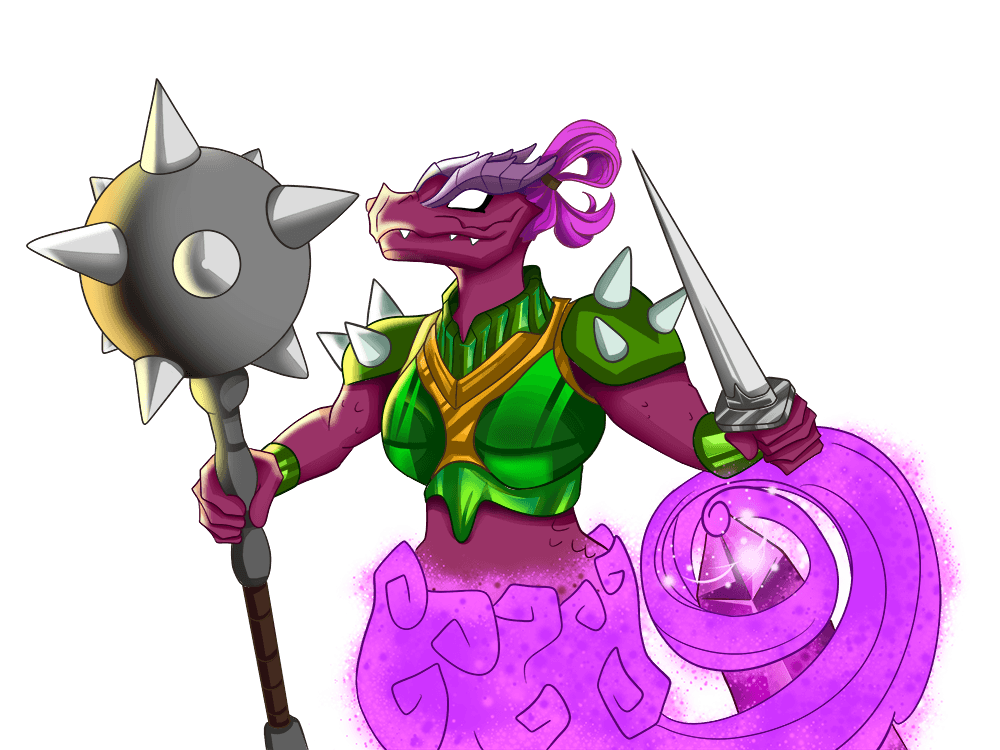 "Only a short time after the Djinn were released, most of them were already seeing their elemental captivity as a blessing rather than a curse. They had far greater power than before, now that they were working with the force of the Planet at their backs. Pursuit of power was at the core of Belludae beliefs, so most of them would make small sacrifices for greater power". Djinn Chwala and original Splinterlands.com art