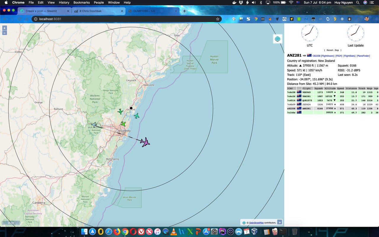 Tracking airplane flights with ADS-B and no Internet using dump1090