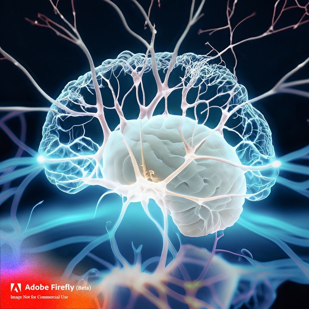 Firefly ultra realistic image of nerve cells neurons inside a brain glowing on backdrop of water 369.jpg