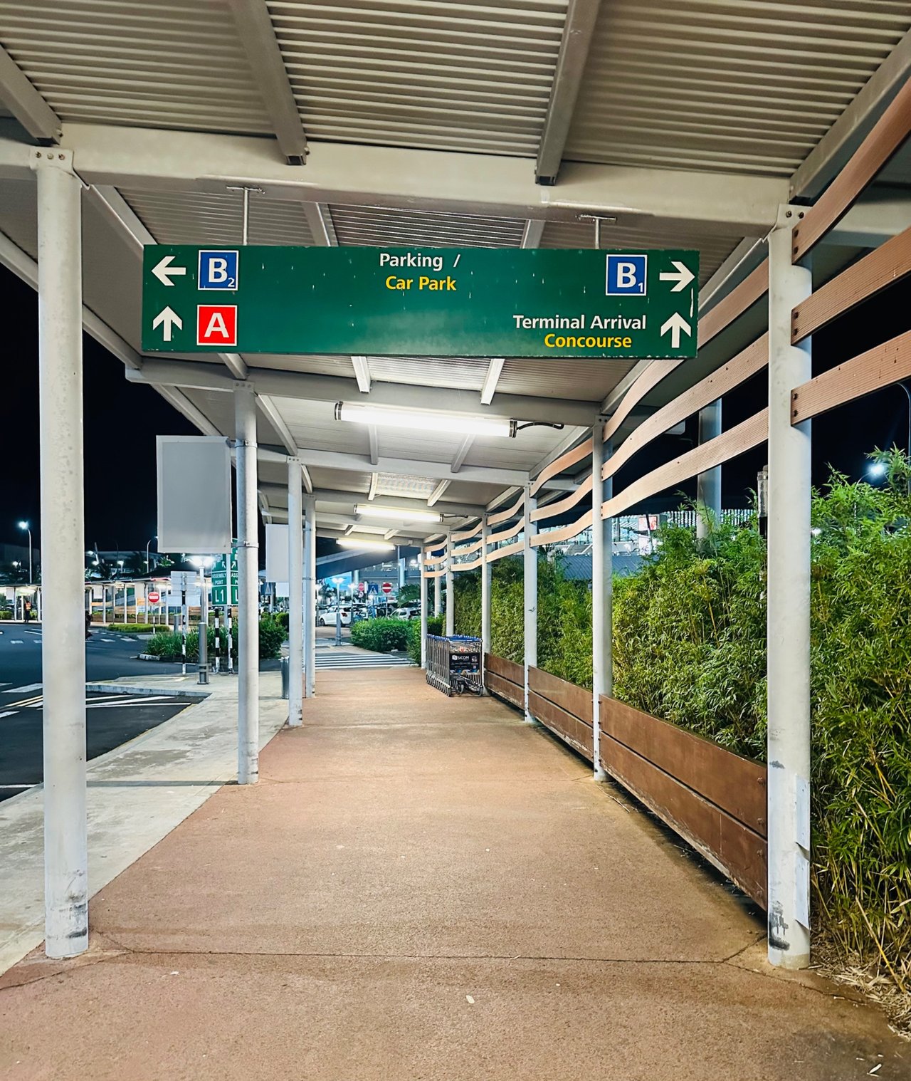 Walking from the parking to the arrival gates!