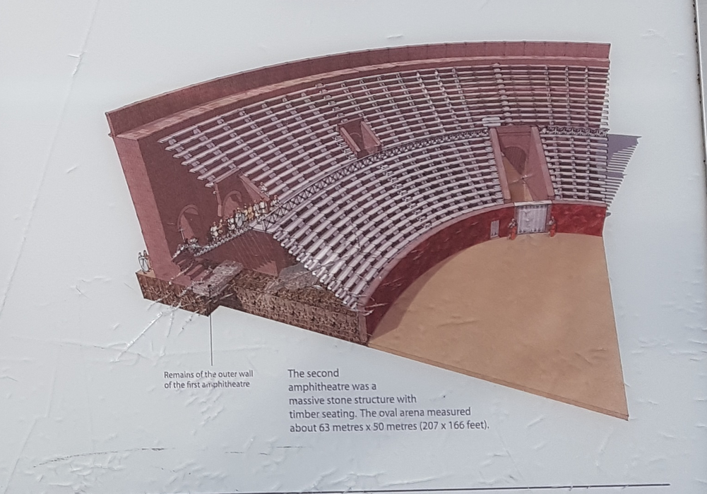 A pictorial representation of the 2nd build of the Roman amphitheatre.