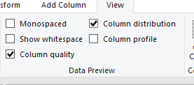 Data profiling views in power query