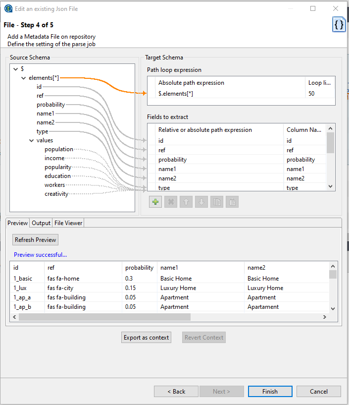 The most important part is the "id" field. We'll use it to join data