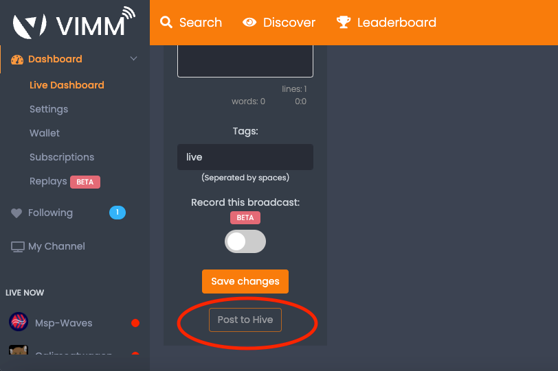 VIMM Screen Capture